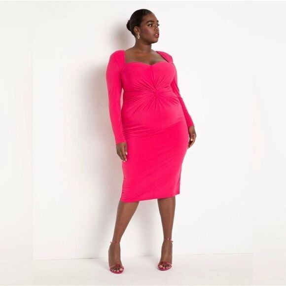 Eloquii Dresses & Skirts - Eloquii front twist midi dress Size 18 magenta hot pink‎